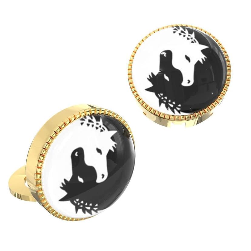 The Smart Buttons - Shirt Button Cover Cufflinks for Men - 2 Horses Of Ying & Yang Design Pattern view 2