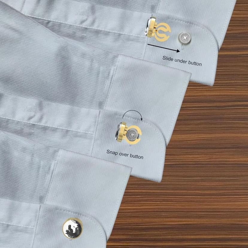 The Smart Buttons - Shirt Button Cover Cufflinks for Men - 2 Horses Of Ying & Yang Design Pattern view 5