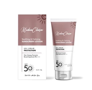 MadamCharm SPF 50 Sunscreen Lotion | PA+++ | UVA/UVB & IR Protection | Non Greasy Formula | For All Skin Types | 50g