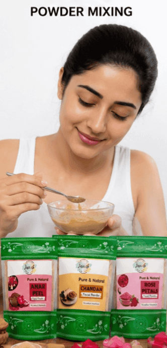 Shushraj Jaivik Organic Facial Powder Combo Pack - Anar Peel, Chandan, and Rose Petals Powder view 3