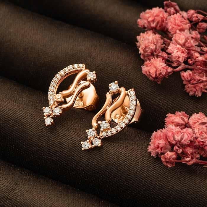 Rose Gold Abstract Earrings view 3