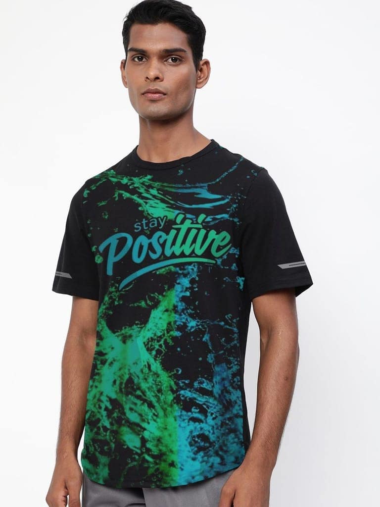 Men Black Graphic Printed Crew Neck regular Fit T-shirt view 2