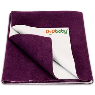 OYO BABY Waterproof Quick Dry Sheet for Baby| Bed Pad | Baby Bed Protector Sheet for Toddler Children (Medium (100cm x 70cm), Plum) OYO BABY Waterproof Quick Dry Sheet for Baby| Bed Pad | Baby Bed Protector Sheet for Toddler Children (Medium (100cm x 70c