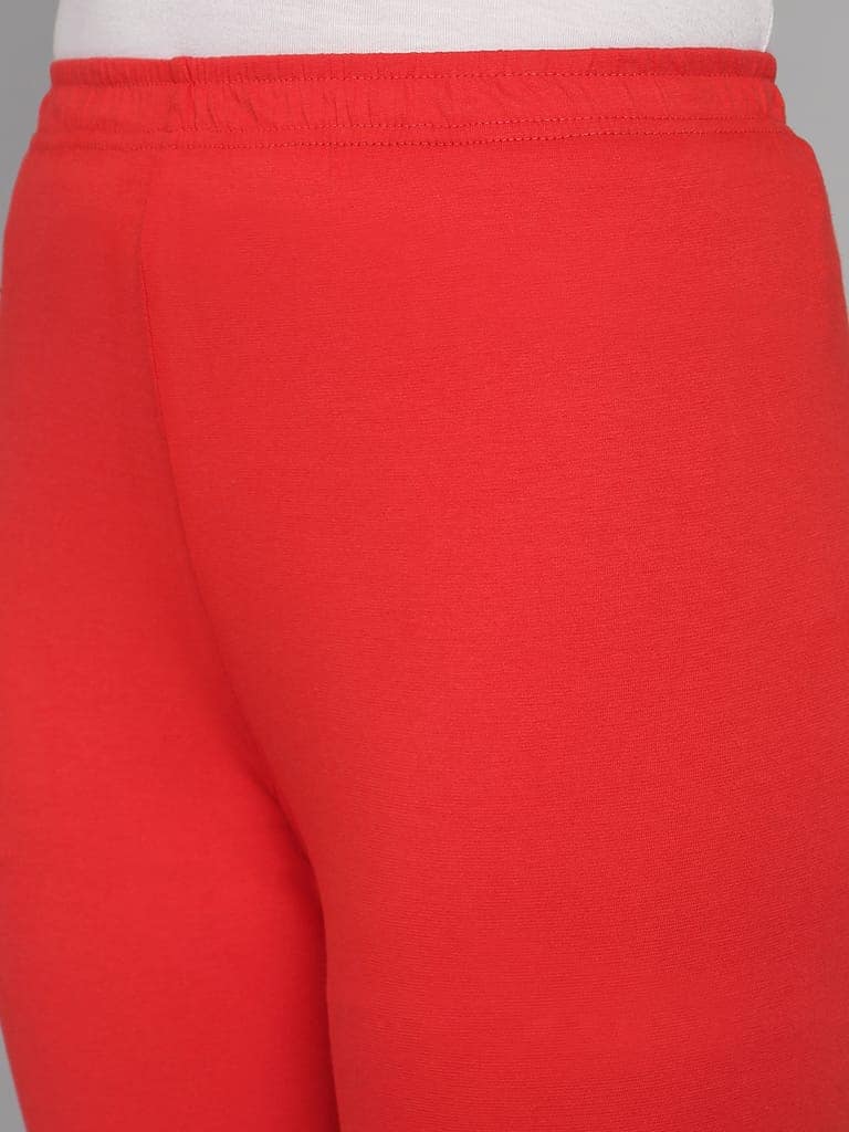 SOFT COLORS Women's Skinny Fit Ethnic Wear Churidar Leggings (Red) view 6