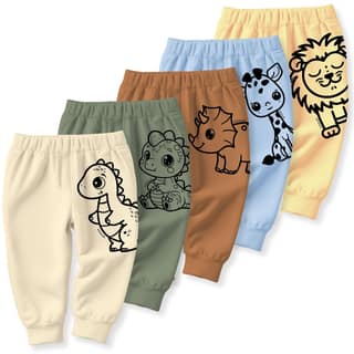 minicult Cotton Pajama Pants with All Over Print for Boys and Girls (Multicolor Designs)(Pack of 5) minicult Cotton Pajama Pants with All Over Print for Boys and Girls (Multicolor Designs)(Pack of 5) - Dino / 6-9 M