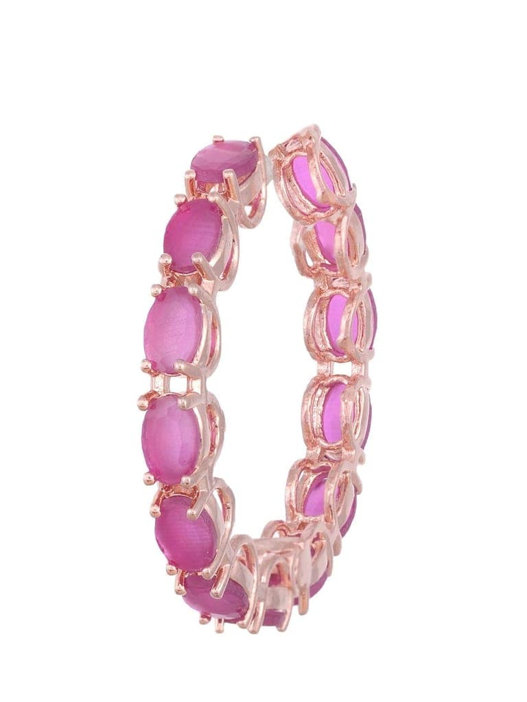 Magenta studded Hoops Rose Gold Plated Pink Round Big Earrings view 4