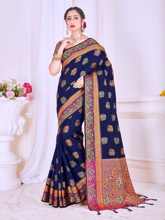 TIRA Women's Banarasi Silk Saree With Blouse Piece