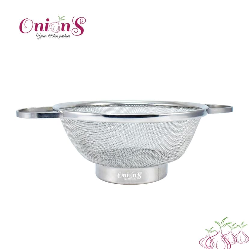 Onions Stainless Steel Colander Strainer Drainer with Handle|Fruit Vegetabe Washing Drain Basket view 2