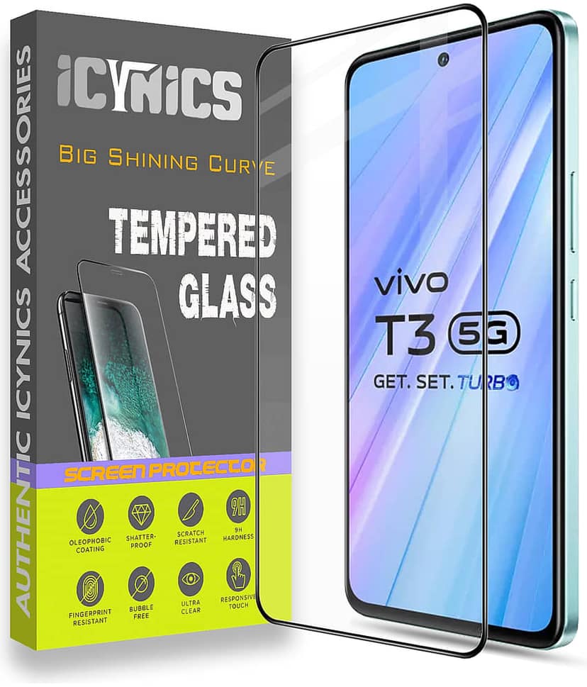 Icynics Tempered Glass Compatible For Vivo T3 5G ( Pack of 1 )