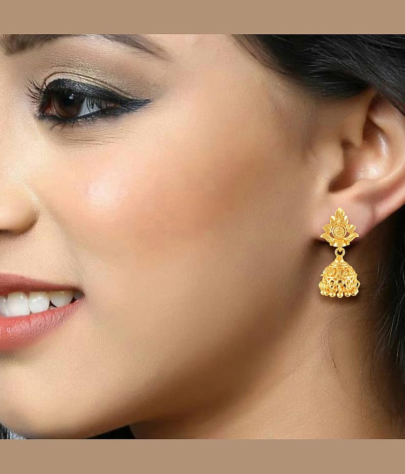VIVASTRI Golden Jhumki Earrings ( Pack of 1 ) view 2