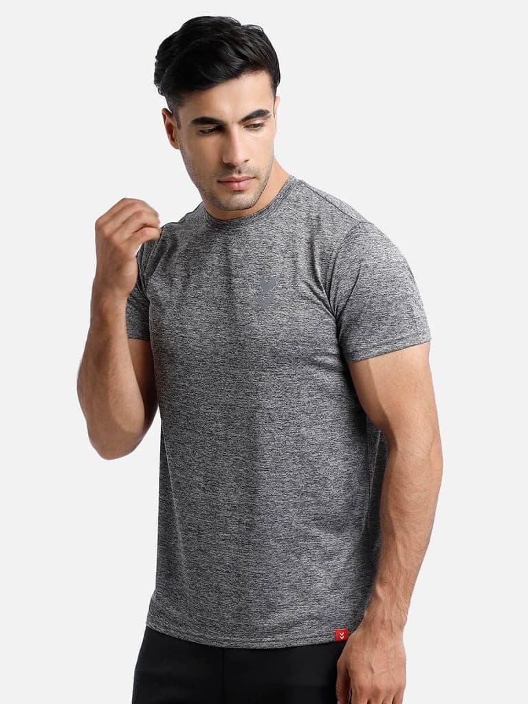 Gensen Round Neck Half Sleeve Solid Regular fit Polyester T-shirt for Men Comfortable Breathable Fabric Stretchable for Everyday Use Ideal for Yoga Training Gym Running or Performance view 3