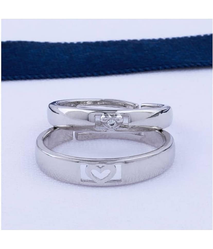 Adjustable Couple Rings Set for lovers Silver Plated Solitaire for Men and Women-2 pieces