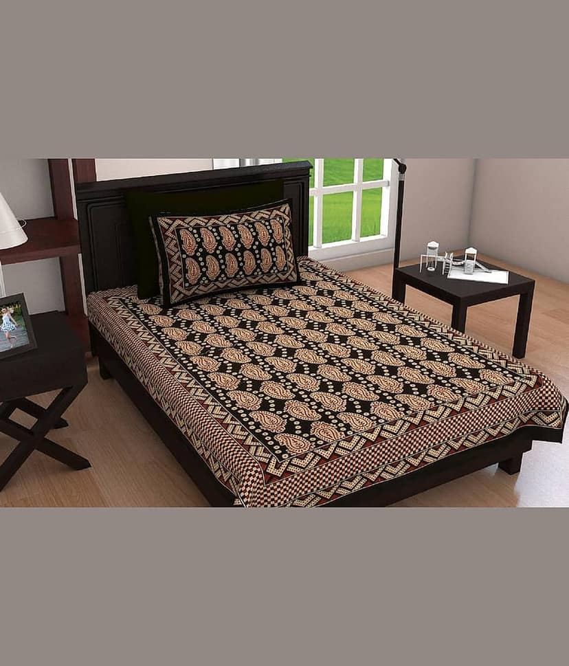 PETROSOLY Cotton 1 Single Bedsheet with 2 Pillow Covers ( Brown ) view 2