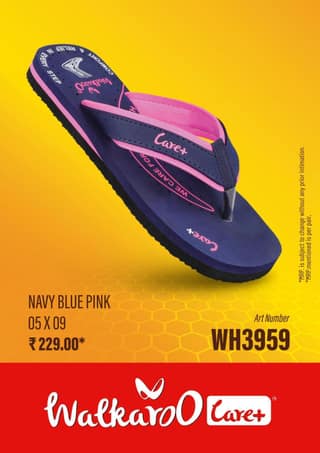 Walkaroo WH3959 Navy Blue Pink No 9 Ladies Slipper