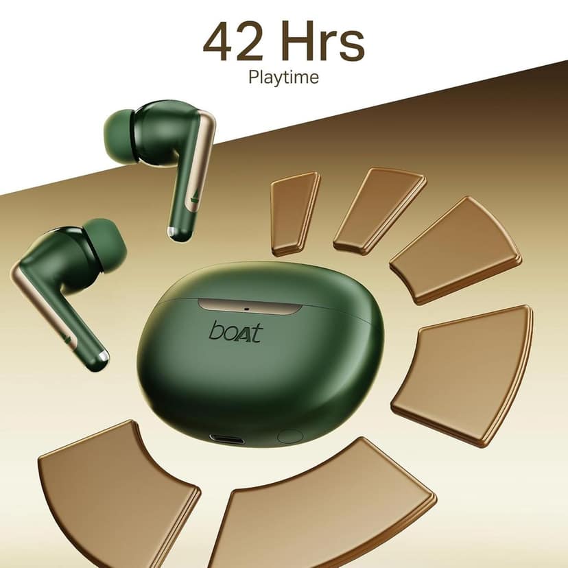 Boat Airdopes 141 Elite ANC TWS Ear Buds Wireless Earphones with mic (Green) view 3