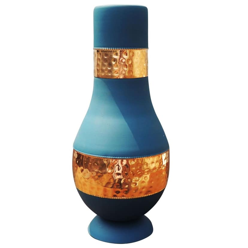 Copper Modern Surahi Silk Blue | Premium Home Decor, Height : 9 Inch (BCMAS190 D) view 2