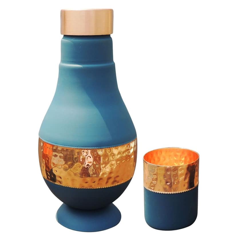 Copper Modern Surahi Silk Blue | Premium Home Decor, Height : 9 Inch (BCMAS190 D) view 3