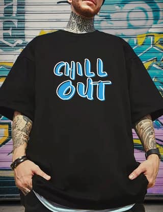 SCOTT FINCHER Men's Chill Out Men's T-Shirt - Comfy Cotton Tee Shirt with Unique Design - Perfect for Casual Wear : AA(ARN)BLACK_263