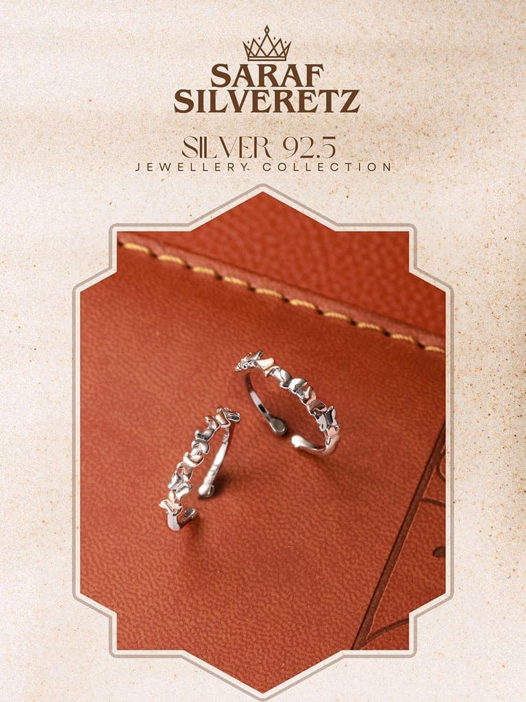 925 Sterling Silver Dual Toned Designer Butterfly Toe Rings view 5