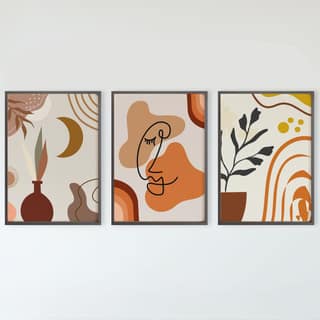 Rustic Charm Set of 3 Boho Wall Art for Living room, Bedroom, Office and Hotel | Flower Pot|9 x 13 inches (A4)|Black