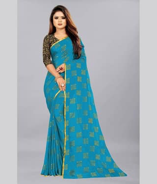 Rhey Chiffon Printed Saree With Unstitched Blouse Piece ( Grey )