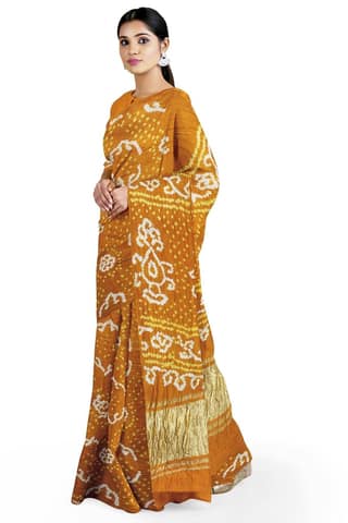 Garvi Gurjari (A Gujarat Govt Enterprise Green Gaji Silk Hand Dyed Bandhani Saree(GGCHDBS03)