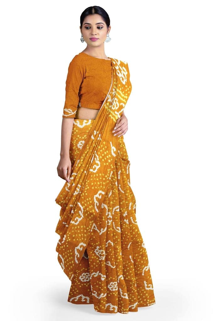 Garvi Gurjari (A Gujarat Govt Enterprise Green Gaji Silk Hand Dyed Bandhani Saree(GGCHDBS03) view 3