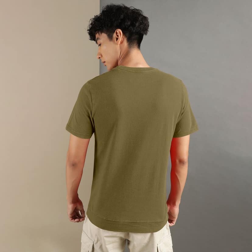 Ftx Men Solid Round Neck Kangaroo Pocket Half Sleeve Tshirt view 2