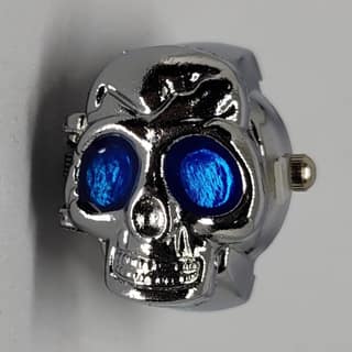 YAKH Chrome Skull Ring Watch (Blue Eyes)