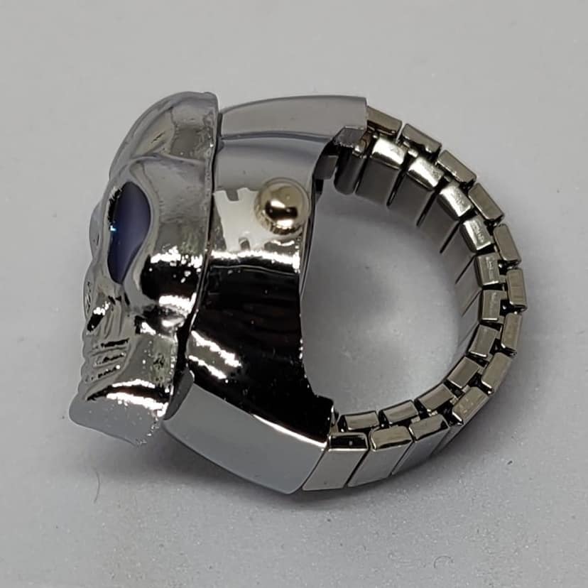 YAKH Chrome Skull Ring Watch (Blue Eyes) view 2