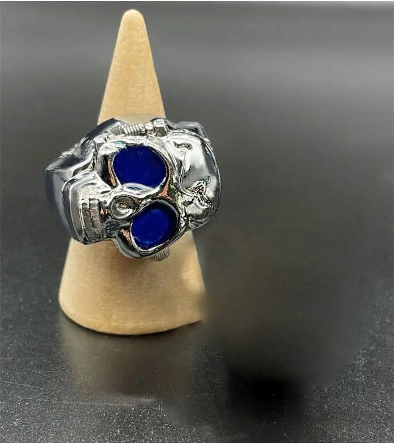 YAKH Chrome Skull Ring Watch (Blue Eyes) view 5