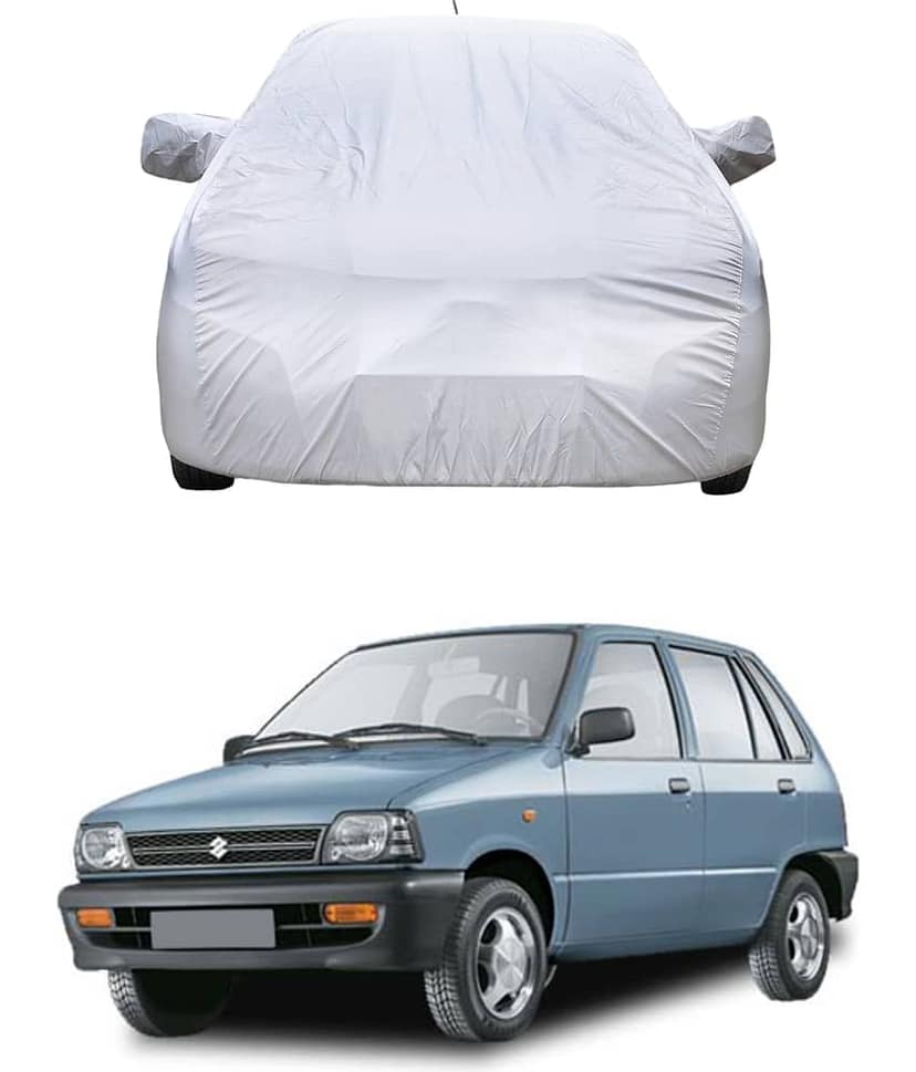 AutoRetail Car Body Cover for Maruti Suzuki 800 [1997-2000] With Mirror Pocket ( Pack of 1 ) , Silver