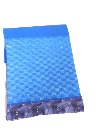 Blue Sequinned Saree With Blouse Piece view 3