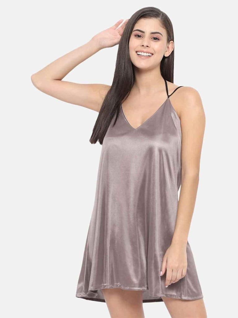Solid Taupe Honeymoon Bridal Bikini Dress and Hot Babydoll Nightdress B37Bm view 4