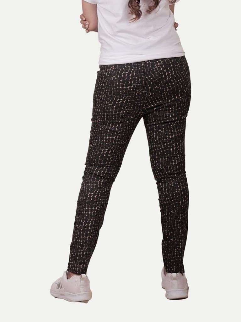 women Textured woven Leggings-Black Colour view 4