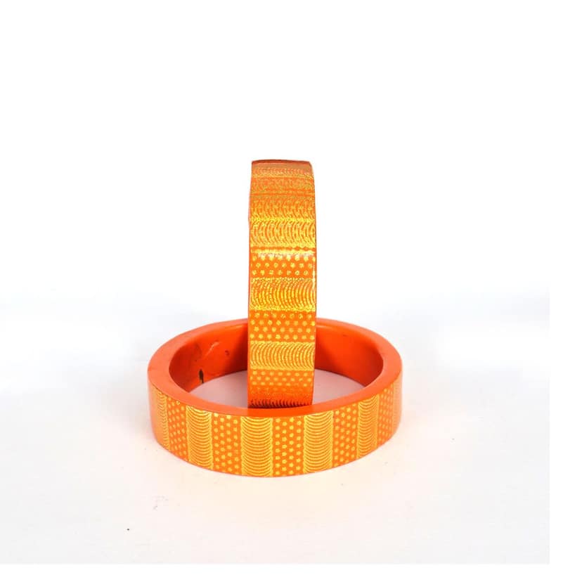 FHS traditional Handmade Lac Bangle - Orange view 2