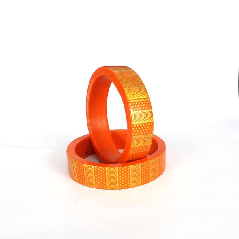 FHS traditional Handmade Lac Bangle - Orange view 3