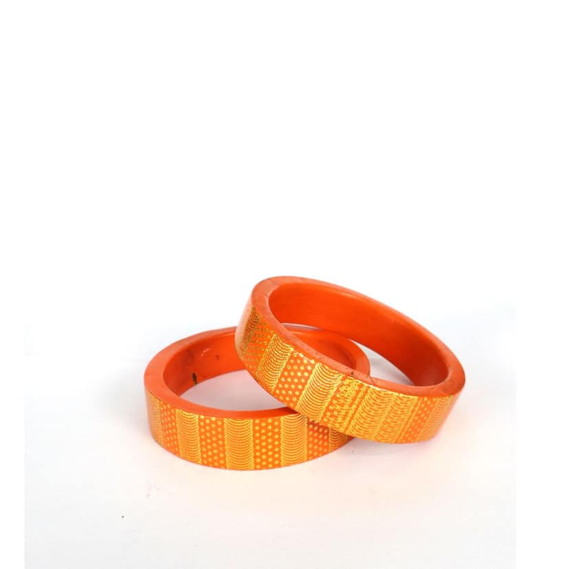 FHS traditional Handmade Lac Bangle - Orange view 4