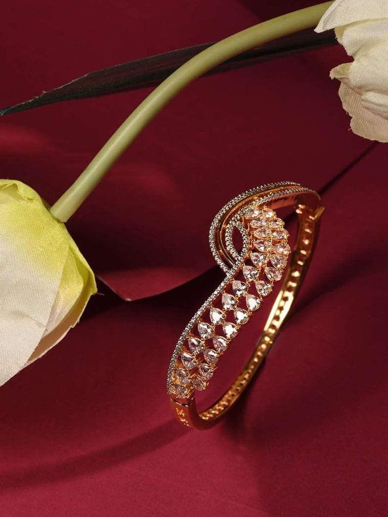Gold Plated AD studded Modern Statement Handcrafted Bracelet view 2