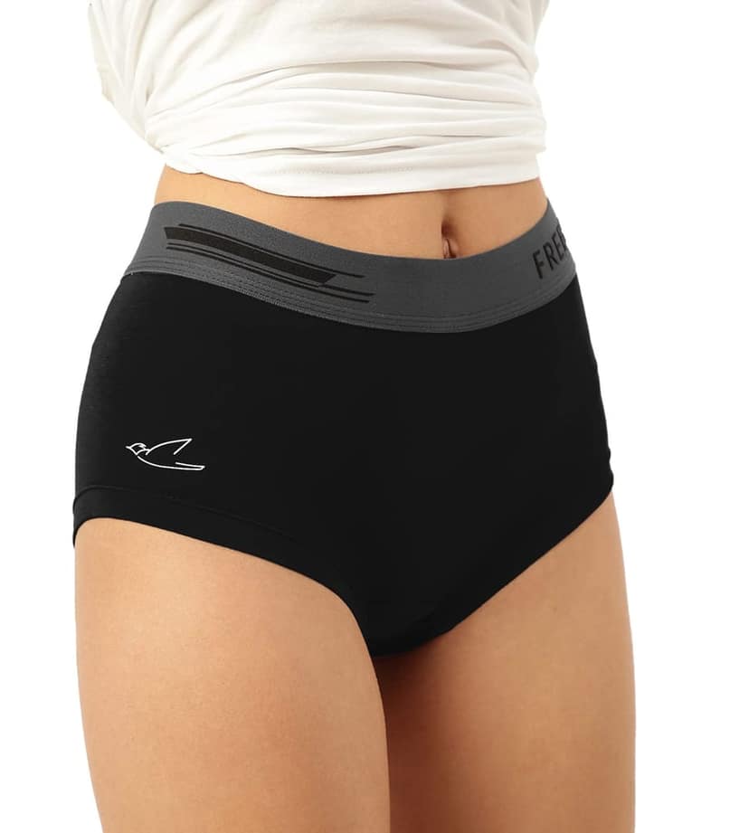 Freecultr Women's Underwear Antibacterial Micromodal Airsoft | Boxer Brief - Non-Itch, No Chafing, Sweat-Proof Comfort Pack of 1-Pot Black view 2