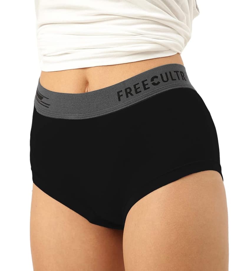 Freecultr Women's Underwear Antibacterial Micromodal Airsoft | Boxer Brief - Non-Itch, No Chafing, Sweat-Proof Comfort Pack of 1-Pot Black view 3