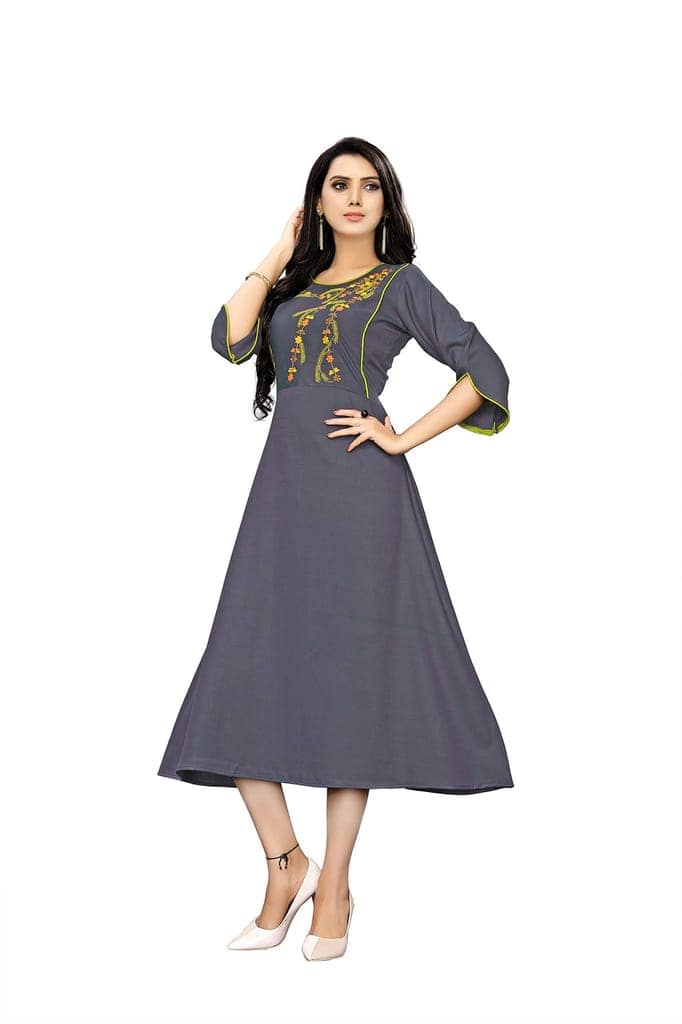 B&T Swara Women's Rayon' Two Tone Slub Kurti (BT136_Blue_XL) (X-Large, Blue) view 4