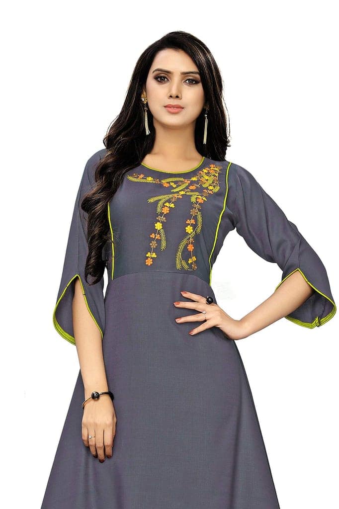 B&T Swara Women's Rayon' Two Tone Slub Kurti (BT136_Blue_XL) (X-Large, Blue) view 5