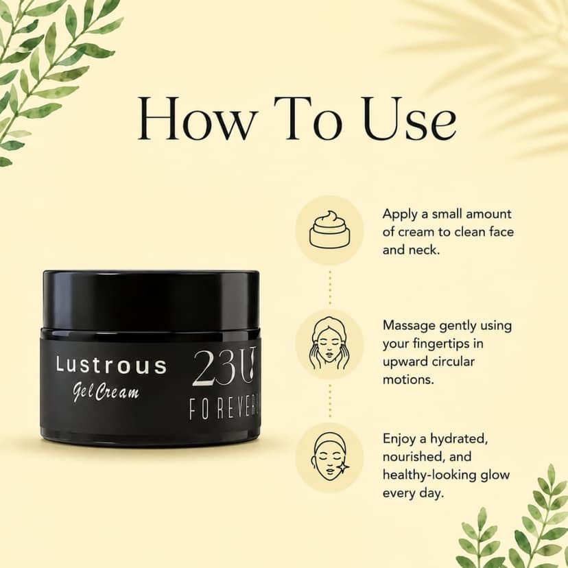 23U FOREVER Lustrous Gel Cream | Moisturizer Antioxidant Rich Weightless Hydration for Dewy Radiant Skin | Oil-Free Non-Greasy Daily Face Cream | For Sensitive and All Skin Types | 50 ml view 4