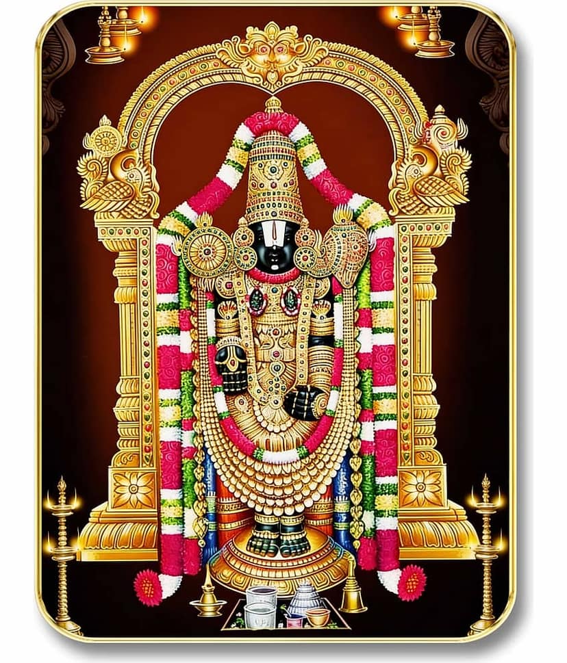 Livin'luxe Tirupati Balaji Venkateswara MDF Wall Art with Table Top Stand & Hole