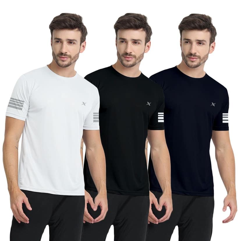 FTX Men Solid Round Neck Tshirt Pack Of 3