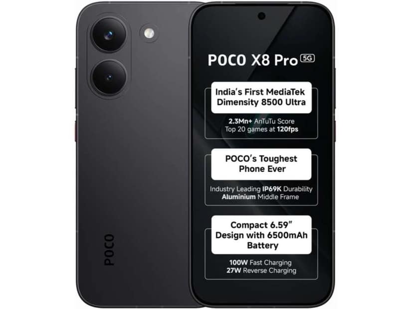 Poco X8 Pro Smartphone, 8GB RAM, 256GB Storage - Black
