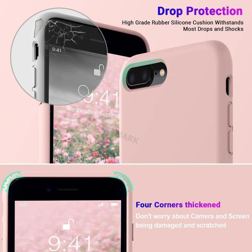 LIRAMARK Liquid Silicone Soft Back Cover Case for Apple iPhone 7 Plus / 8 Plus view 5