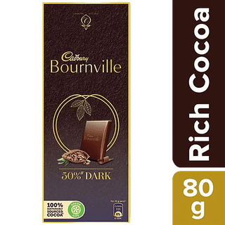 Cadbury Bournville Rich Cocoa 50% Dark Chocolate Bar, 80 G