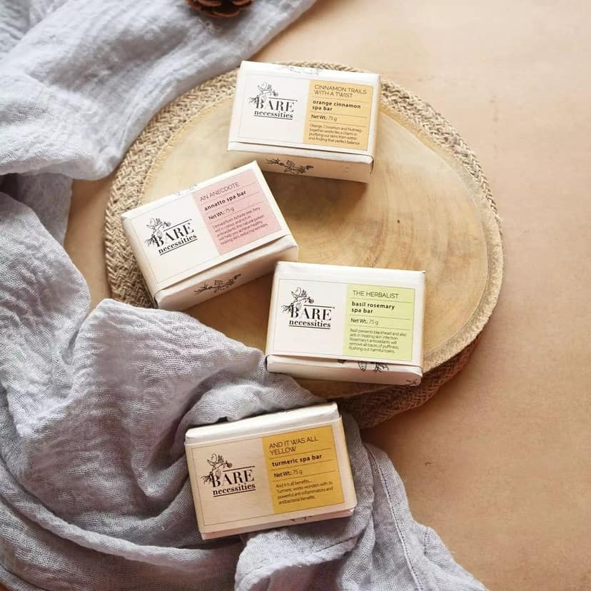 Bare Necessities Handmade Cold Processed Soaps Pack of 4 |Turmeric Glow, Nourishing Rosemary, Refreshing Orange, Exfoliating Annatto | 75g each view 7